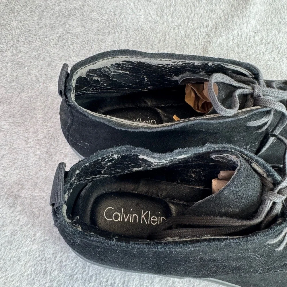 Calvin Klein Nowles Chukka Boots Mens 9 Black Suede Lace Up Sneakers (READ)